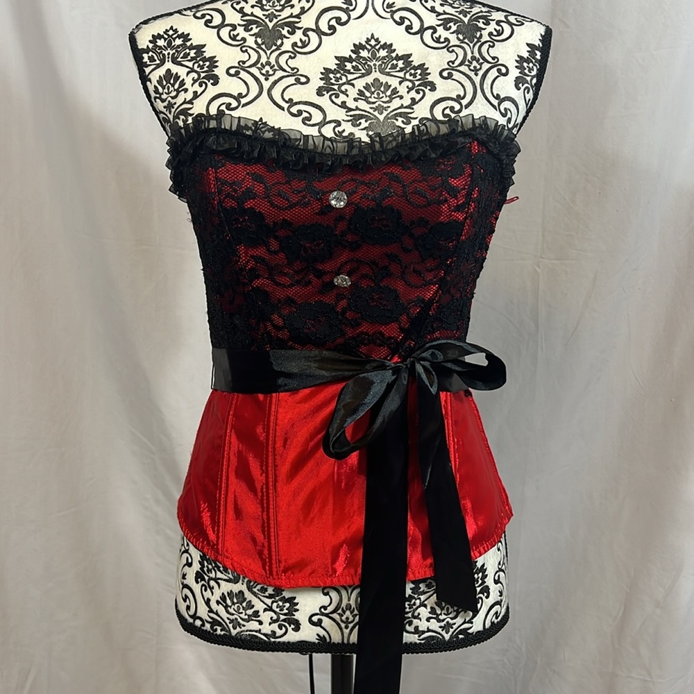 Red and black corset